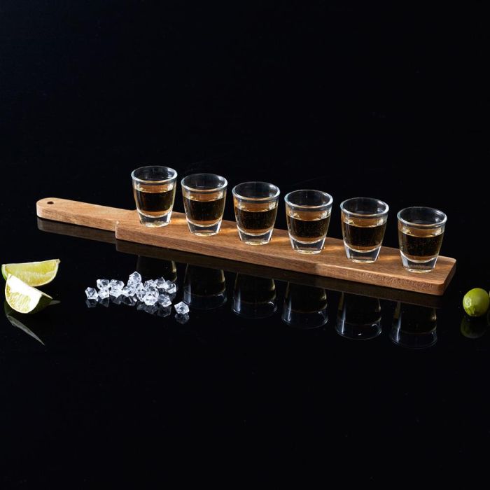 Juego De 6 Chupitos Con Tabla Acacia Cook Concept 5