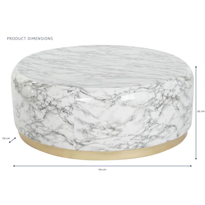 Mesa Centro Moderno DKD Home Decor Blanco Dorado 119 x 45 x 119 cm 5