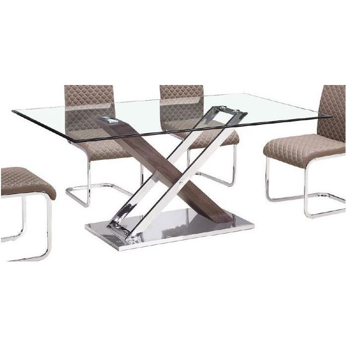 DKD Home Decor Consola Moderna Transparente Marron Oscuro Acero Cristal 120 x 40 x 75 cm 1