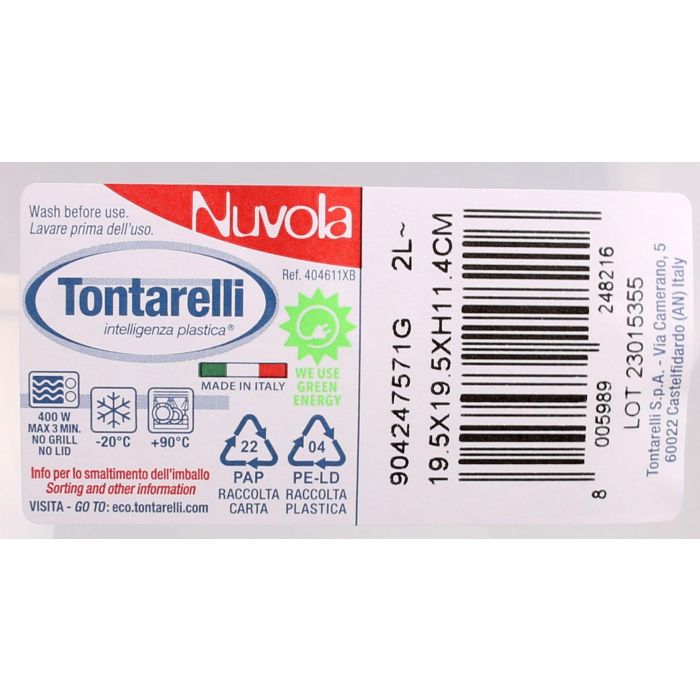 Inde Set 2 Fiambreras Cuadradas Nuvola 2 L T/Azul 19x19x9.5 cm (12 Cajas)