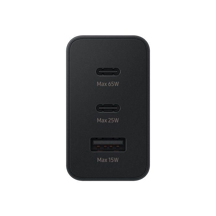 Samsung EP-T6530NBEGEU Cargador de Pared 65W Triple Puerto para Carga Rápida con 2x USB-C y 1x USB-A Negro 1