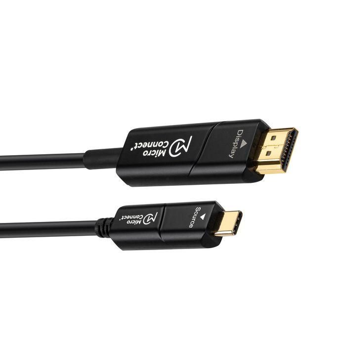 MicroConnect Cable Fibra Óptica HDMI a USB-C 20m, Activo, Soporta 4K, Transferencia Audio Video para PC, TV, Monitor, Proyector 2