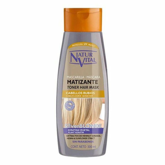 Natur Vital Mascarilla Matizante Rubio Plateado Cabello con Tonos Amarillos, con Filtro UV y Brillo Perlado 300 ml