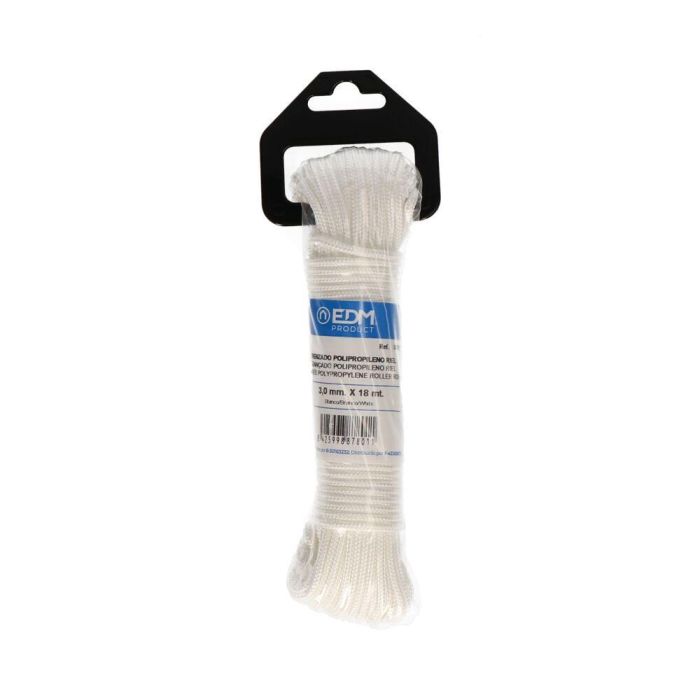 Edm Cuerda Riel R.81 Trenzada Polipropileno Blanco 3 mm x 18 m Edm Cuerda Riel R.81 Trenzada Polipropileno Blanco 3 mm x 18 m