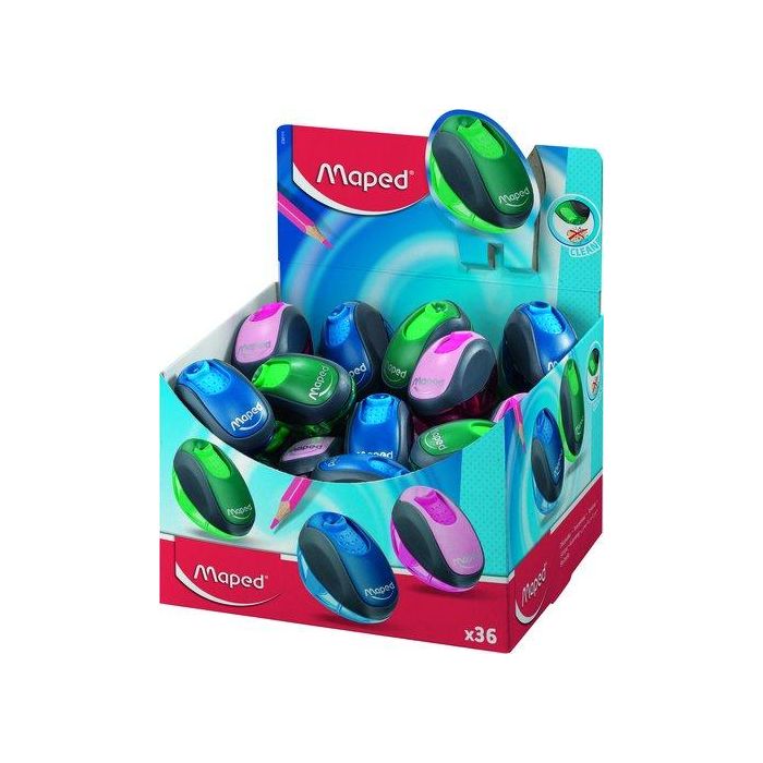 Afilalapiz Maped Clean 1 Orificio Colores Surtido Expositor De 36 Unidades