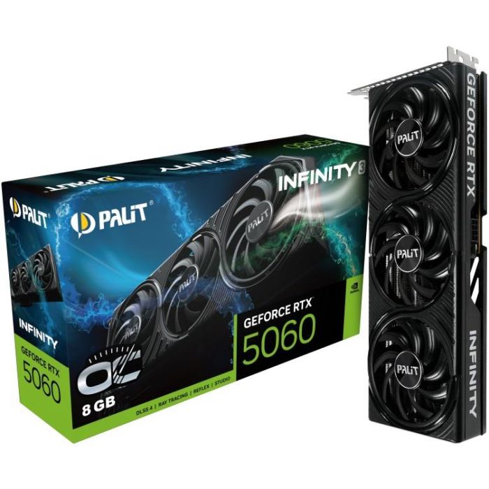 Palit RTX 5060 Infinity 3 OC GDDR7 Tarjeta Gráfica Gaming 8GB 3 Ventiladores 9