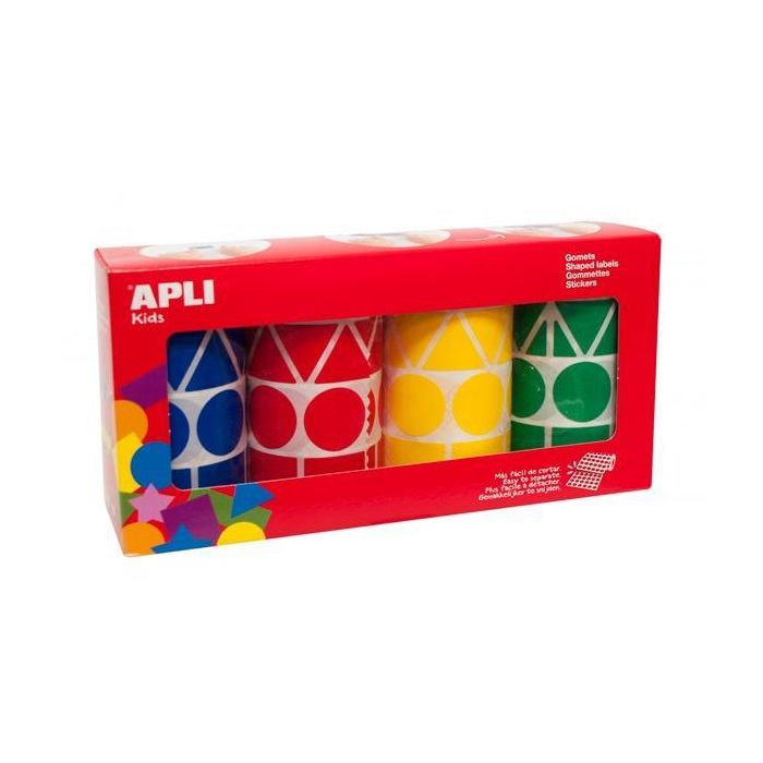 Apli Gomets Geométricos Caja 4 Rollos Formas Y Colores Surtidos -5428 Unidades-