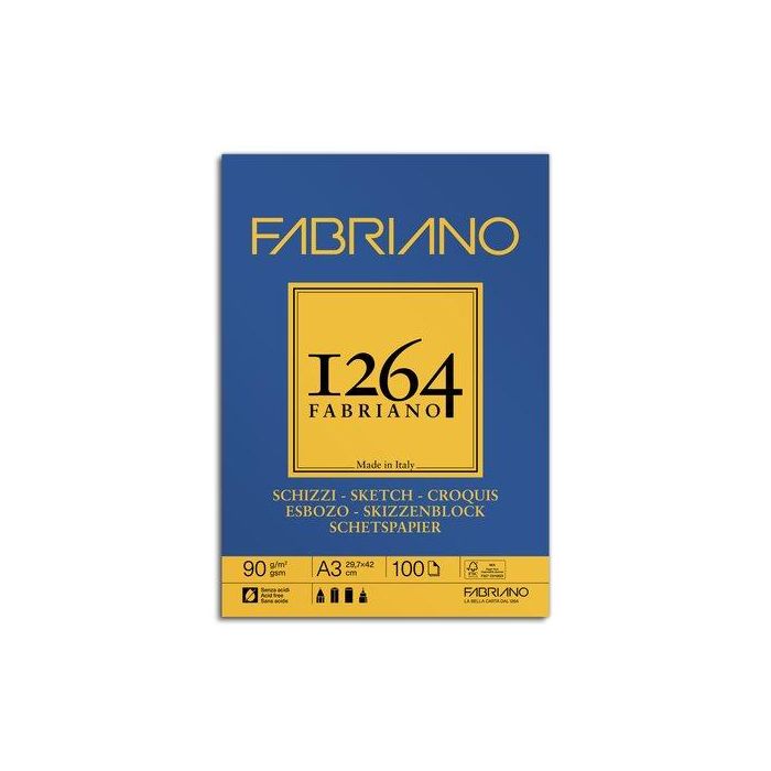 Bloc De Dibujo Fabriano 1264 Esbozo Encolado Grano Natural A3 90G 100H (Set de 5)