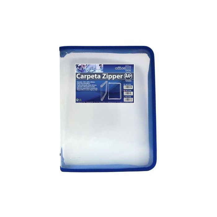 Carpeta Portadocumentos Office Box Zipper Con Cremallera 330X255Mm Azul 10 unidades