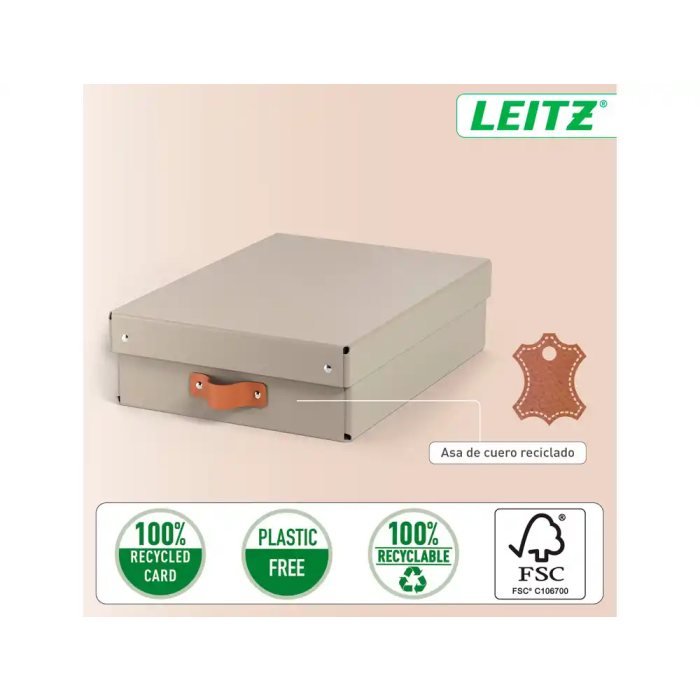 Leitz 61480012 Pack 2 Cajas de Almacenamiento Medianas Bajas Cartón Gris Formato A4 8L 2