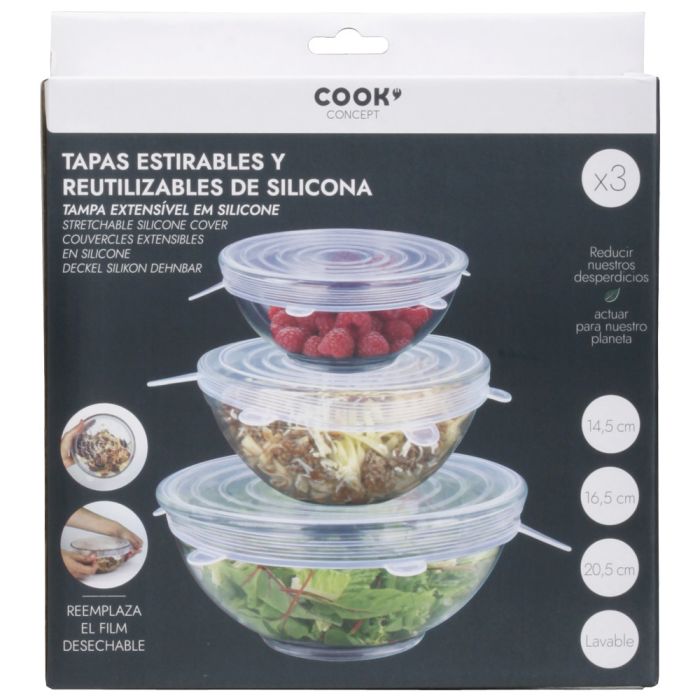 Juego De 3 Tapas Flexibles Silicon Cook Concept