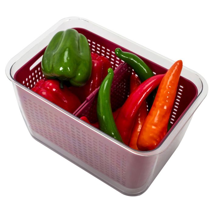 Contenedor de frescura para frutas y verduras con 2 compartimentos 1