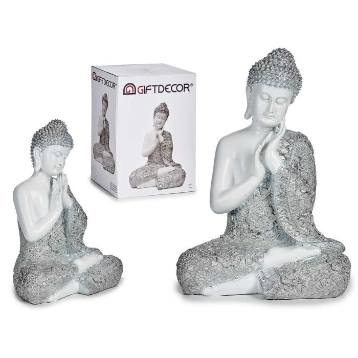 Buda Sentado Manos Resina Gr Bl Pl Giftdecor 18X33CM (4 Unidades) Buda Sentado Manos Resina Gr Bl Pl Giftdecor 18X33CM (4 Unidades)