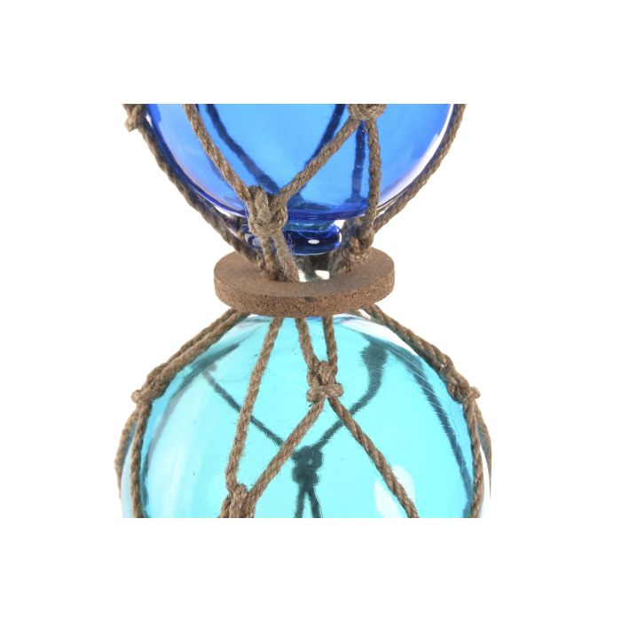 DKD Home Decor Bola Decoración Atlantico Azul Natural Cristal Cuerda 13 x 40 x 13 cm