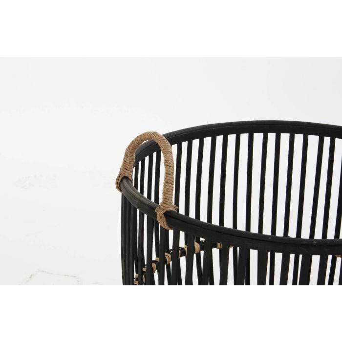 DKD Home Decor Cesta Colección Johari Colonial Bambu Negro Natural 38 x 39 x 38 cm Set 3 Piezas 1