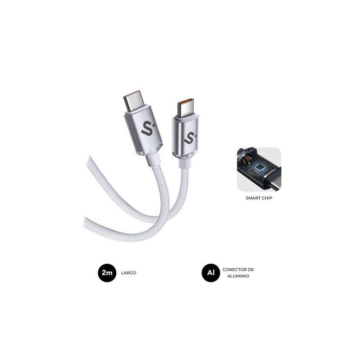 Subblim Cable Optimus USB C a USB C Carga Rápida 60W, 2m, Nylon Trenzado, Blanco Subblim Cable Optimus USB C a USB C Carga Rápida 60W, 2m, Nylon Trenzado, Blanco