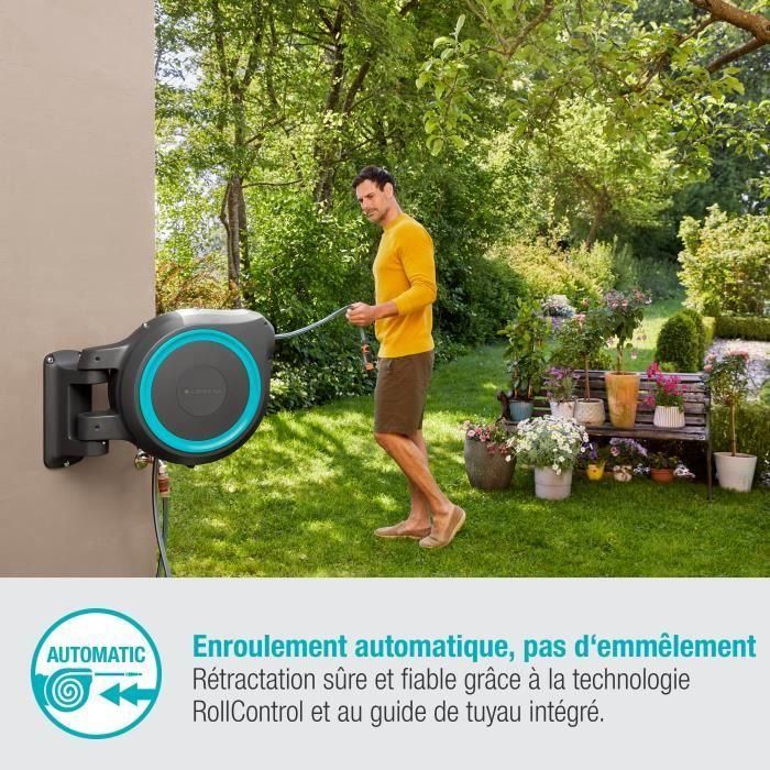 GARDENA Enrollador de manguera automático de pared RollUp L 30 m con borde blanco 3 GARDENA Enrollador de manguera automático de pared RollUp L 30 m con borde blanco 3