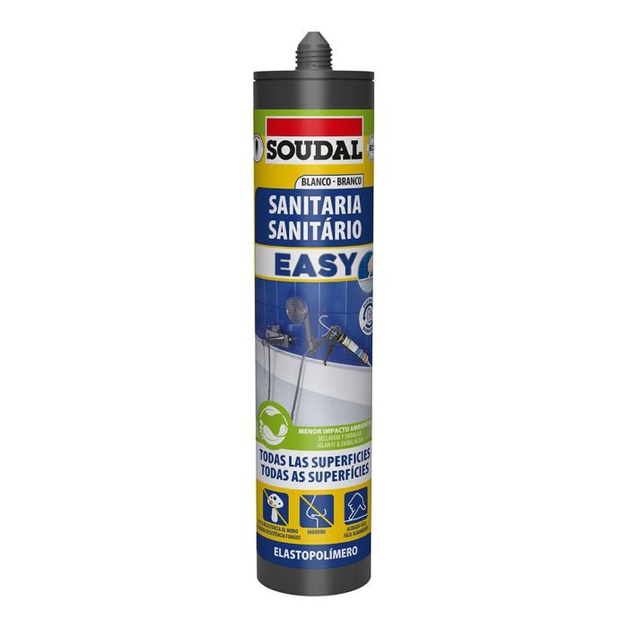 Soudal 158090 Sellador de juntas sanitario blanco 290 ml para entornos húmedos 0 Soudal 158090 Sellador de juntas sanitario blanco 290 ml para entornos húmedos 0