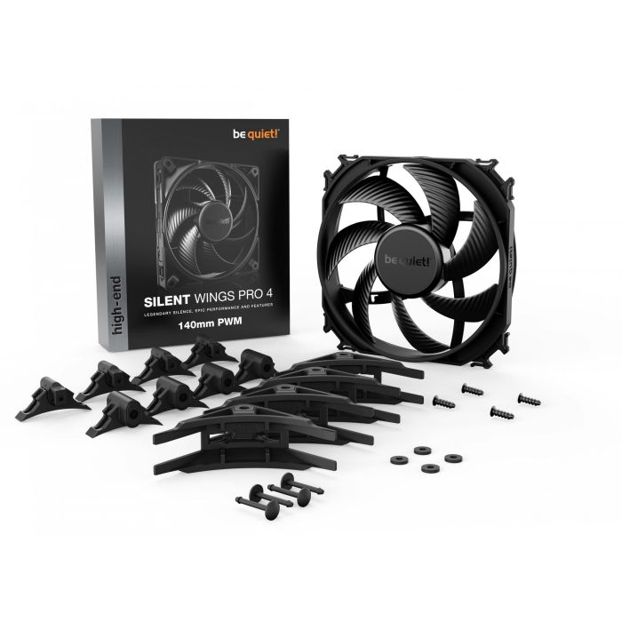Be Quiet! SILENT WINGS PRO 4 140mm PWM Ventilador Negro 2400 RPM Rodamiento Dinámico Fluido (FDB) 4 Pines 4