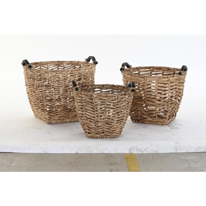 DKD Home Decor Cesta Colonial Set de 3 Unidades Natural Fibra Madera 46x40x46 cm 3