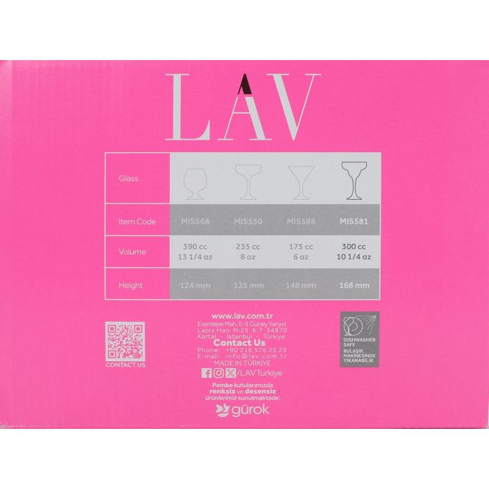 Lav Set 6 Copas Margarita 300 cc (4 Cajas)