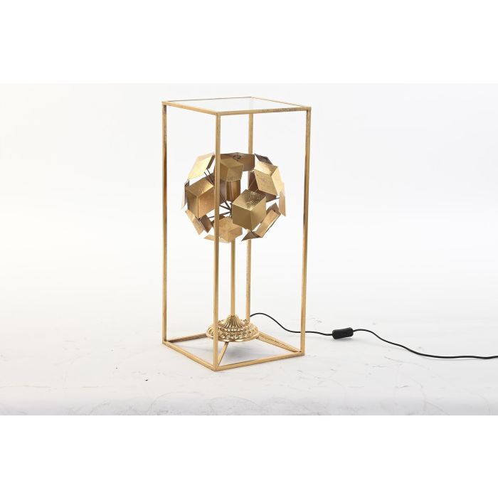 DKD Home Decor Lámpara de Pie Moderna Dorada de Metal y Cristal Geométrico 30x30x71 cm con Casquillo E27 50W 220V