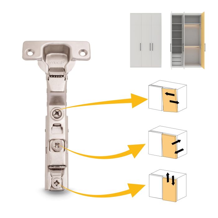 Emuca Lote de 20 bisagras supercodo X91 con cierre suave y suplemento recto para atornillar, Altura 1, Acero, Niquelado 5