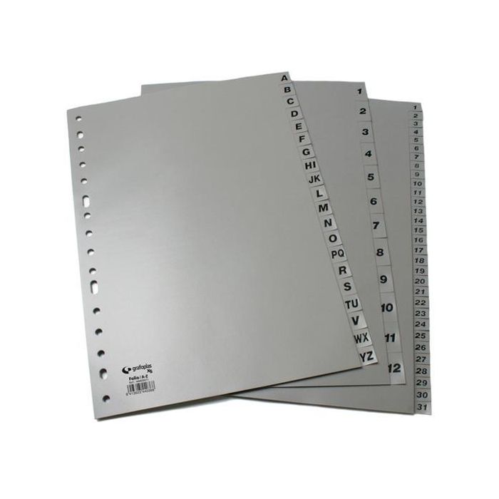 Grafoplás Juego De Abecedario Folio 16 Taladros Pp Opaco Gris