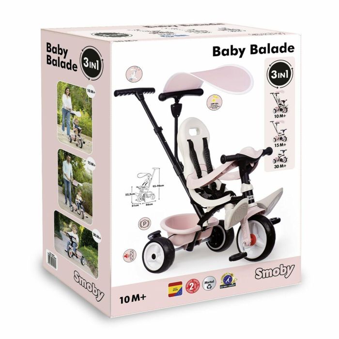 Smoby SMO7600741404 Triciclo de Paseo para Bebés Rosa 1 Smoby SMO7600741404 Triciclo de Paseo para Bebés Rosa 1