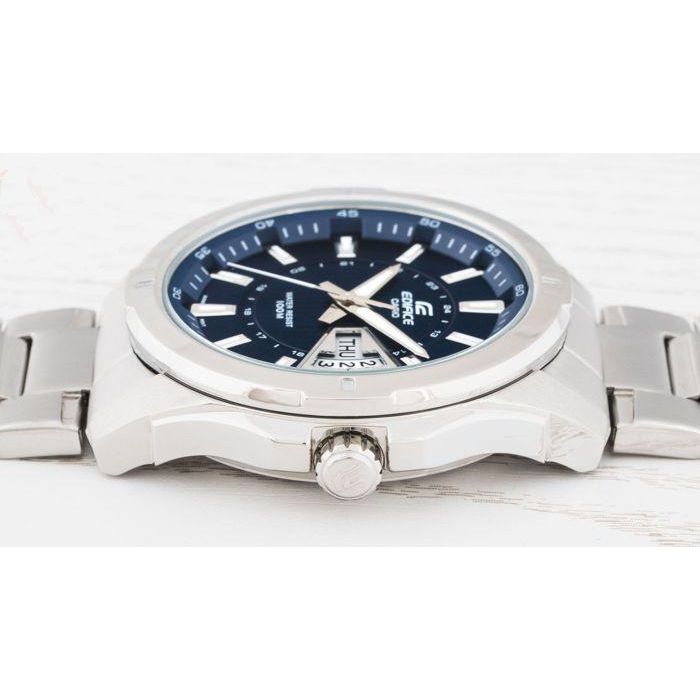 Casio EF129D2AVEF Reloj de pulsera analógico para hombre, acero inoxidable, brazalete azul/gris, esfera azul, resistente al agua 2 Casio EF129D2AVEF Reloj de pulsera analógico para hombre, acero inoxidable, brazalete azul/gris, esfera azul, resistente al agua 2