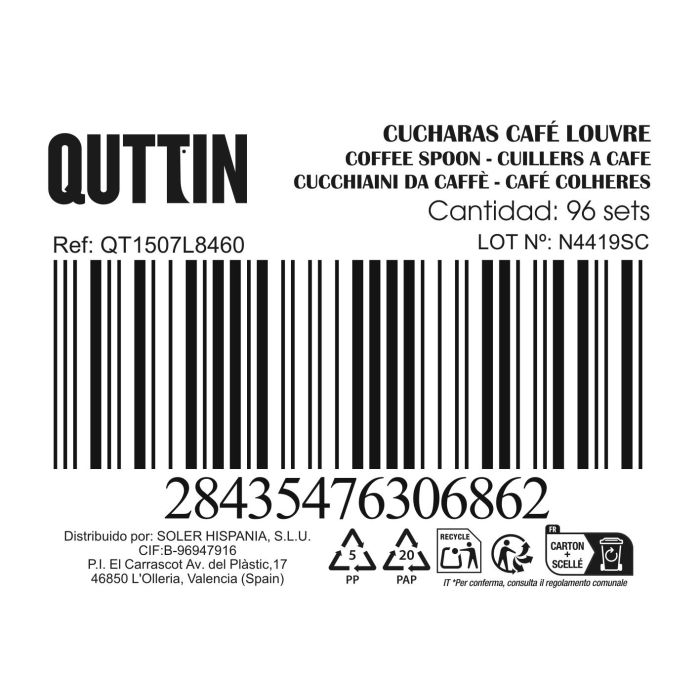Inde Set de 6 Cucharas de Café "Louvre" 1.5 mm - Acero Inoxidable de 10.6 x 2.4 cm (12 Cajas) 2