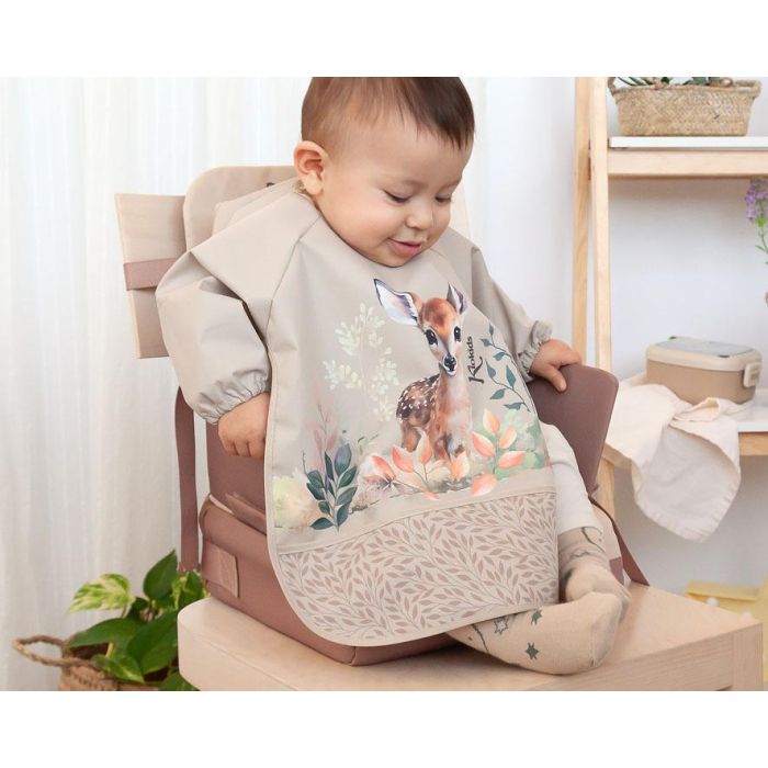 Babero Impermeable Con Mangas Ciervo Beige 1 Babero Impermeable Con Mangas Ciervo Beige 1