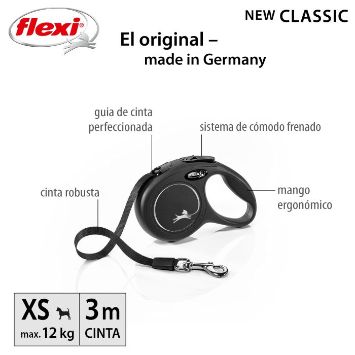 Correa Flexi New Classic XS Cinta 3M Negro 3 Correa Flexi New Classic XS Cinta 3M Negro 3
