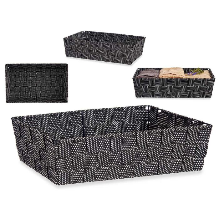 Cesta de tela negra Kipit 34 cm x 21 cm x 8.5 cm, 3.8 l (18 Unidades) Cesta de tela negra Kipit 34 cm x 21 cm x 8.5 cm, 3.8 l (18 Unidades)