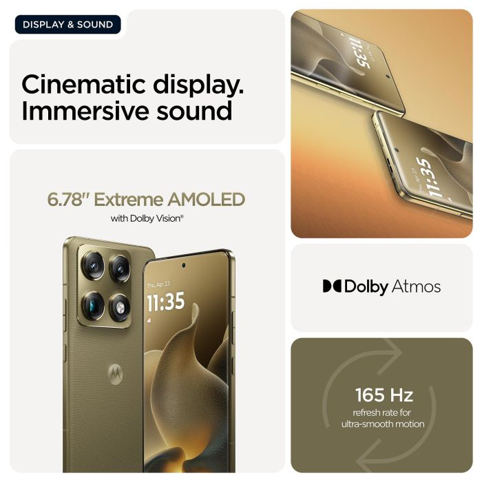 Motorola Signature 5G Smartphone 6.78" Extreme AMOLED 165Hz, Snapdragon 8 Gen 5, 16GB RAM 512GB, Triple Cámara 50MP, Android 16.0, 5200mAh, Color Oro Martini Olive