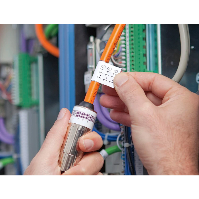 Dymo S0718620 Cinta de Etiquetas Industrial Adhesiva Id1-19, Negro Sobre Blanco, 19 mm x 5.5 M, Vinilo 4