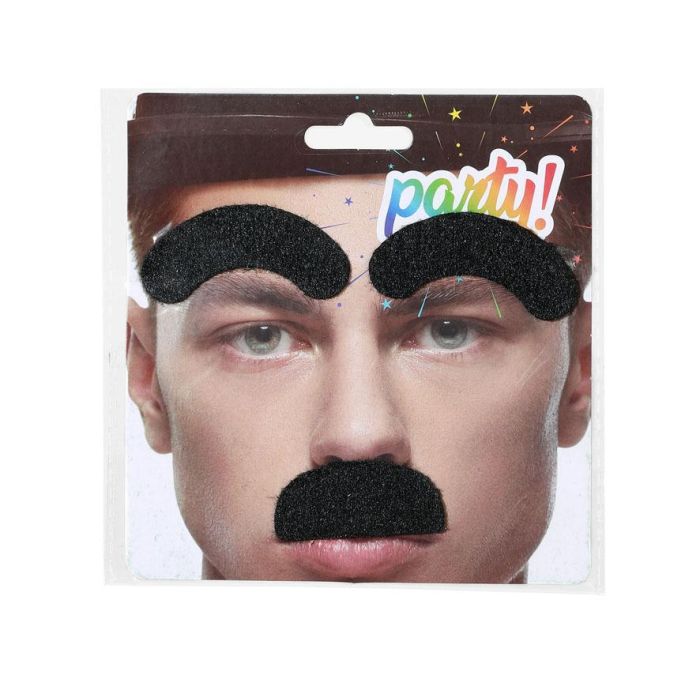 Bigote Y Cejas Negros Cómicos Para Disfraz Gracioso De Fiesta, Carnaval O Espectáculos 1