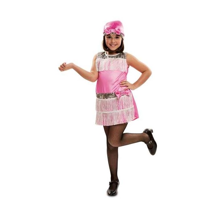 Disfraz infantil charleston rosa 7-9 años (vestido y tocado) 1