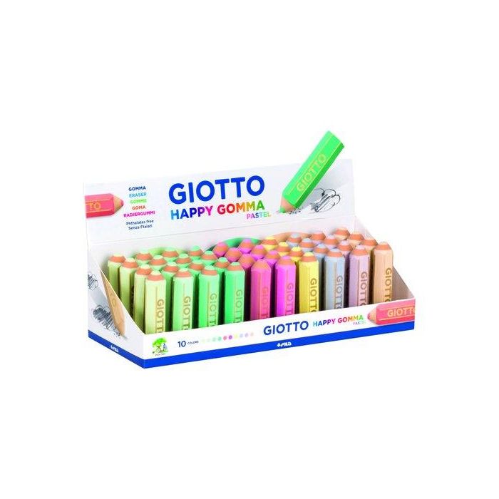 Goma De Borrar Giotto Happy Gomma Pastel Expositor De 40