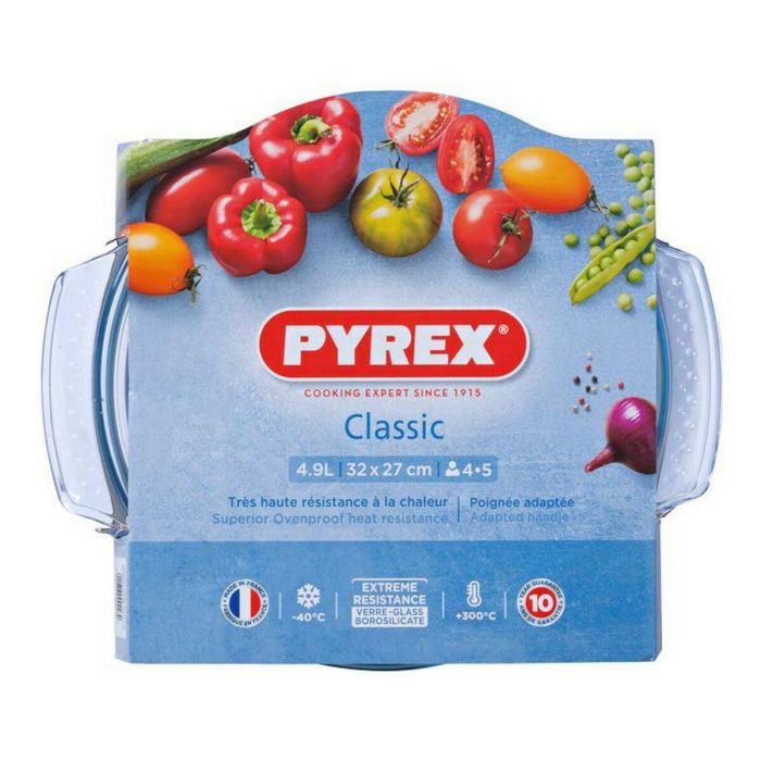 Pyrex 118A000/7043 Cocotte Redonda Pyrex Classic Vidrio Borosilicato 32x27 cm, 3.5L+1.4L, Congelador a Horno, Higiénico 10