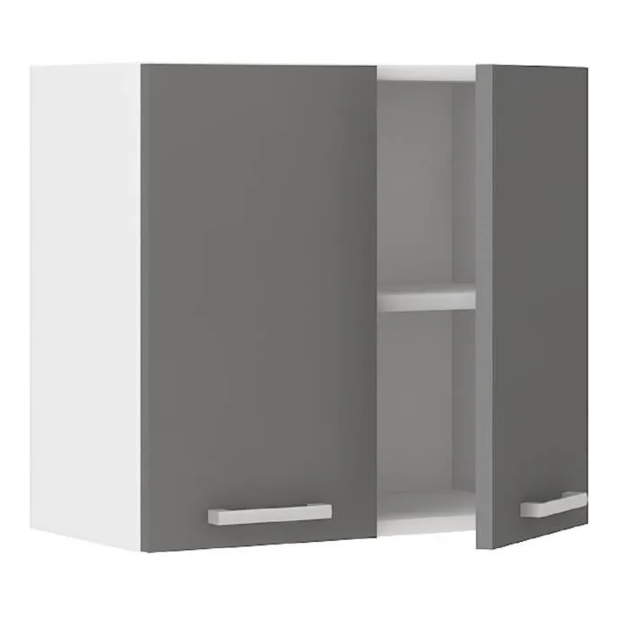 Ultra Mueble de cocina alto L 60 cm Gris Gabinete con 2 puertas 1 estante Roble oscuro 1