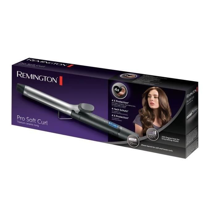 Remington CI6525 Rizador Pro Soft Curl - 25 mm Cerámica, Turmalina Iónica, Antiestático - 10 Posiciones 130-220° 1 Remington CI6525 Rizador Pro Soft Curl - 25 mm Cerámica, Turmalina Iónica, Antiestático - 10 Posiciones 130-220° 1