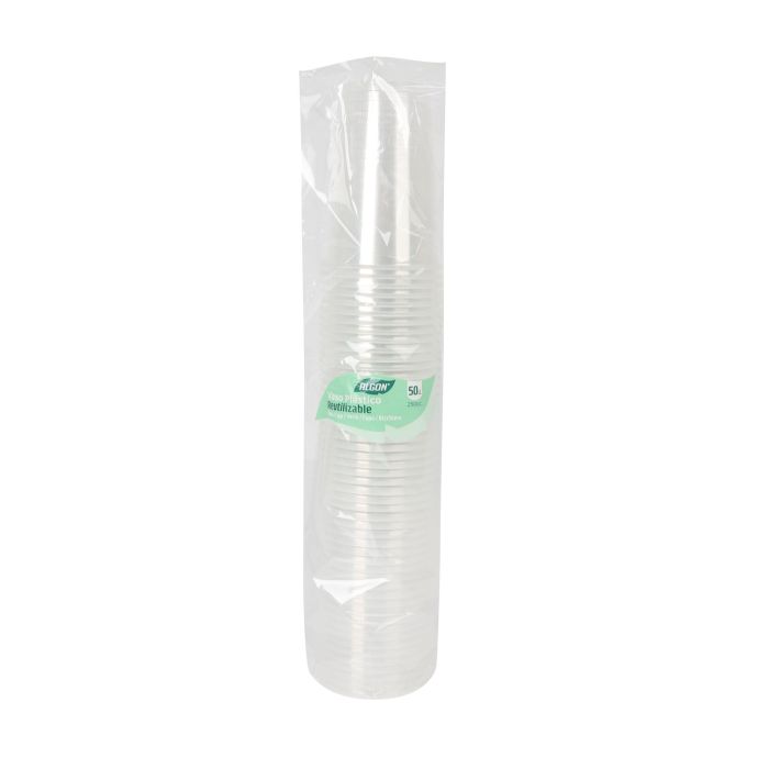 Set de 50 vasos transparentes 250 cc Algon (18 Cajas) 1 Set de 50 vasos transparentes 250 cc Algon (18 Cajas) 1