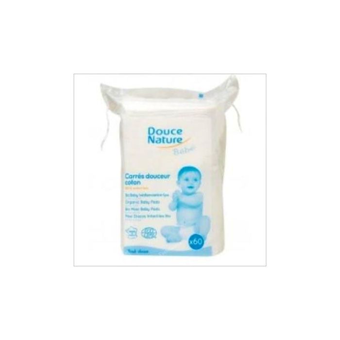 DOUCE NATURE Almohadillas de Algodón Suaves para Bebé 100% Ecológico 60 Unidades
