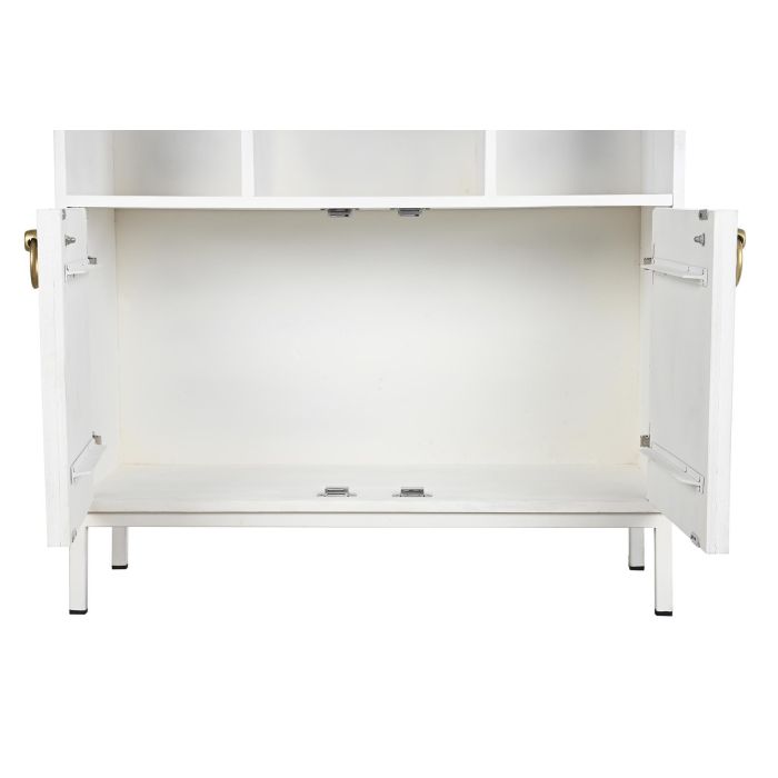 DKD Home Decor Estantería Moderna Blanca de Madera Mango y Metal con 2 Puertas y 6 Estantes Hecha a Mano 90x40x180 cm 4