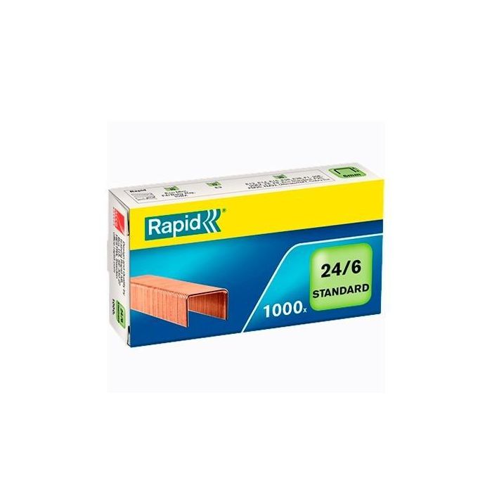 Rapid Grapas Estándar 24-6 Cobreadas -Caja De 1000- Rapid Grapas Estándar 24-6 Cobreadas -Caja De 1000-