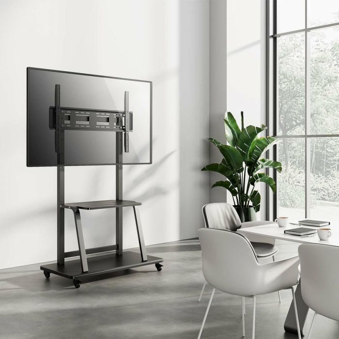 AISENS - SOPORTE DE SUELO ECO CON RUEDA, BANDEJA PARA DVD PARA MONITOR/TV 150KG DE 37-100, NEGRO 1