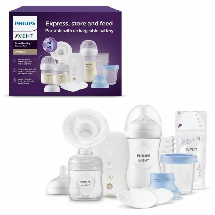 Philips Avent PHI8720689008013 - Kit Extractor de Leche Eléctrico Recargable con Tecnología Natural Motion y diseño Simple