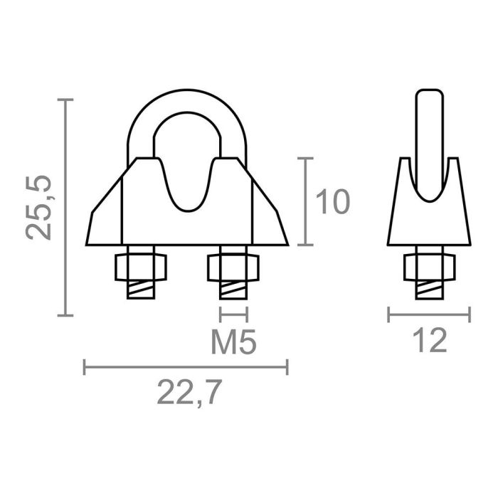 Sujetacable din-741 sjt01, acero galvanizado, m5 1/4". 2 unidades 4