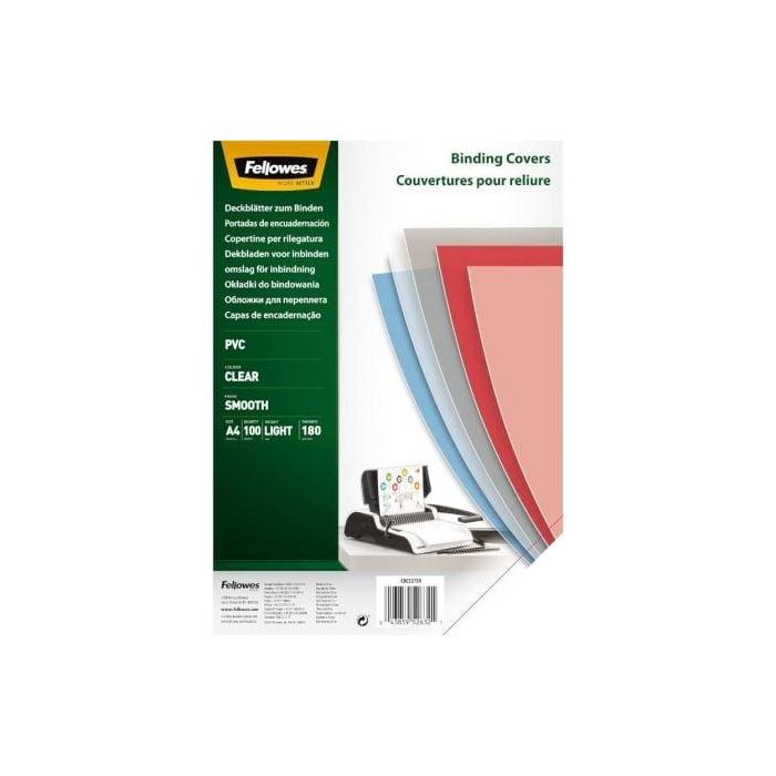 Fellowes Portadas Encuadernación A4 Pvc 180 Micras Transparente Pack 100 Ud Fellowes Portadas Encuadernación A4 Pvc 180 Micras Transparente Pack 100 Ud
